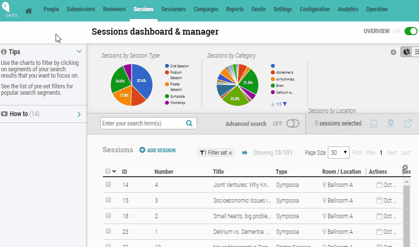 Add/Delete Session Location